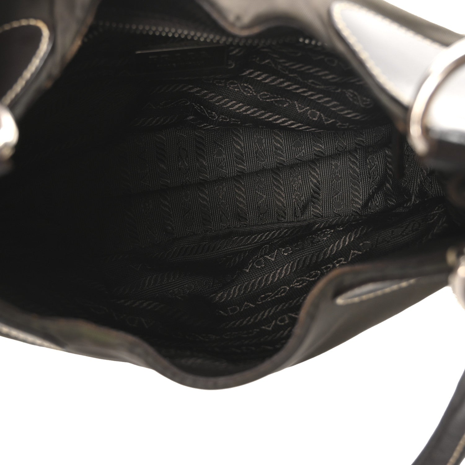 Prada Tessuto Nylon Calfskin Shoulder Bag Mimetico Moro 5 of 9
