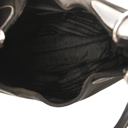 Prada Tessuto Nylon Calfskin Shoulder Bag Mimetico Moro 5 of 9