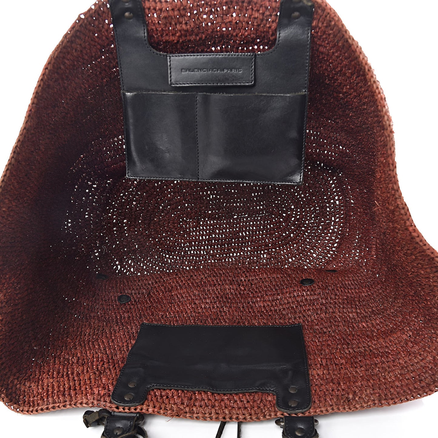 Raffia Woven Large Tote Brown Black