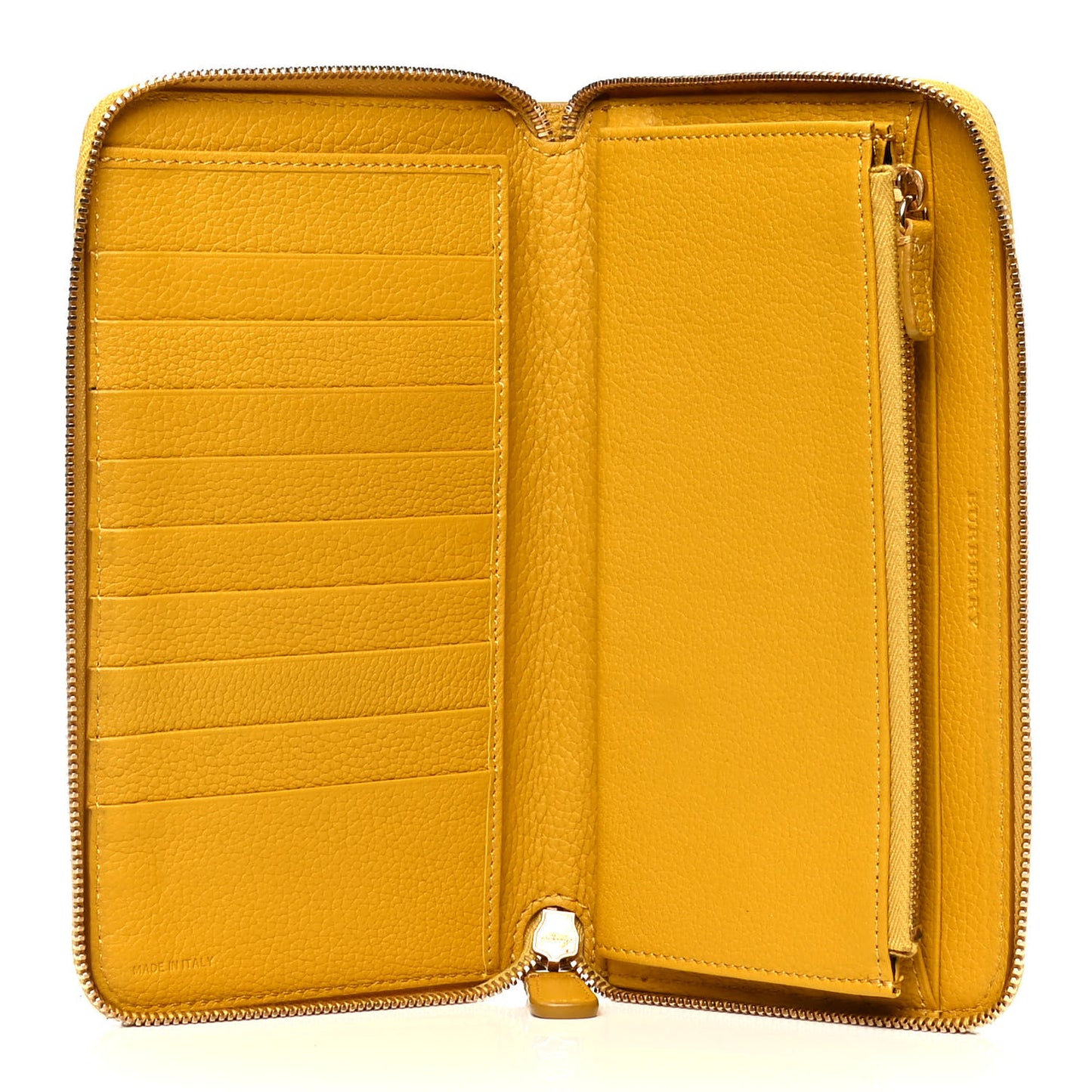 Grainy Calfskin Zip Around Wallet Yellow