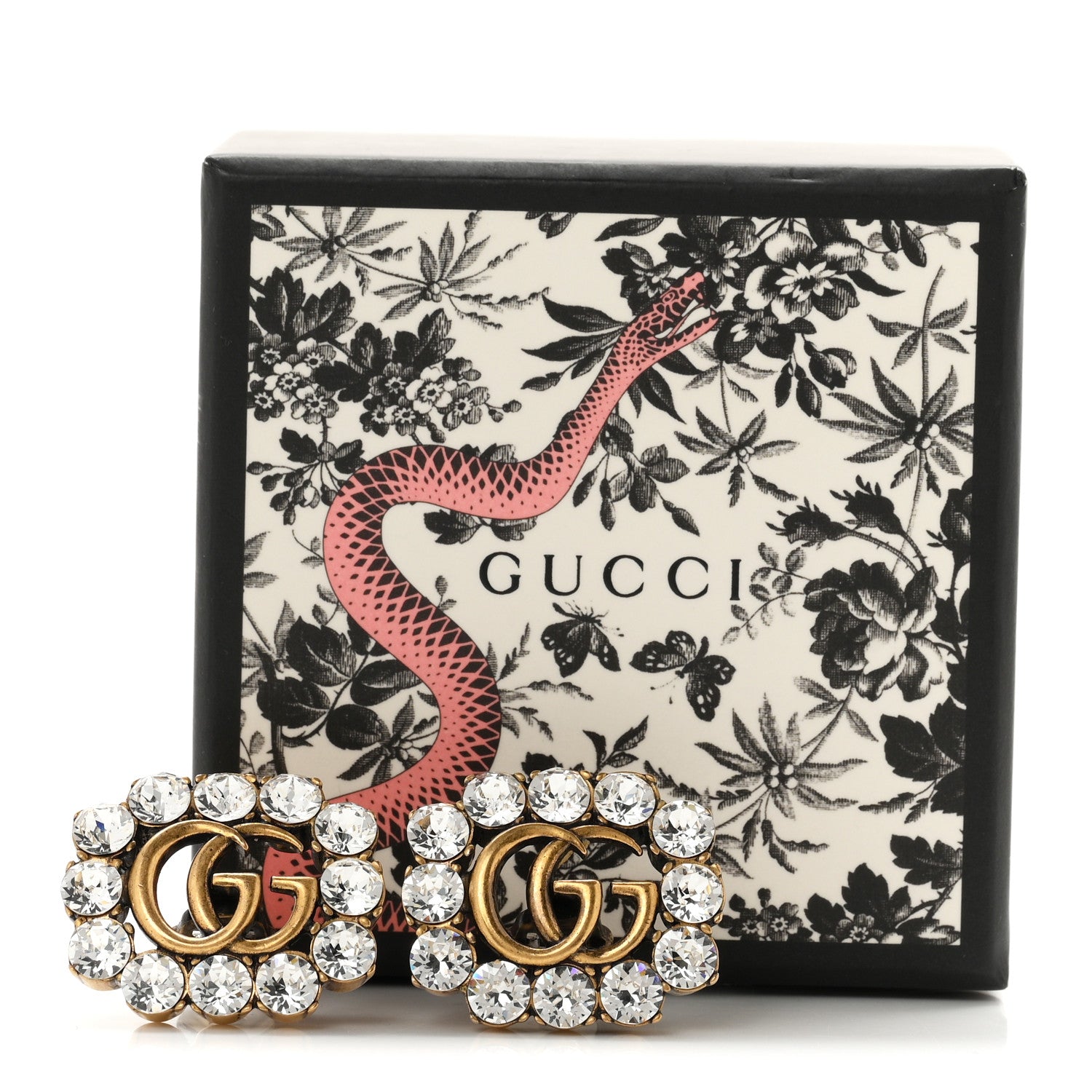 Gucci Metal Crystal Double G Clip On Earrings Aged Gold 5 of 5