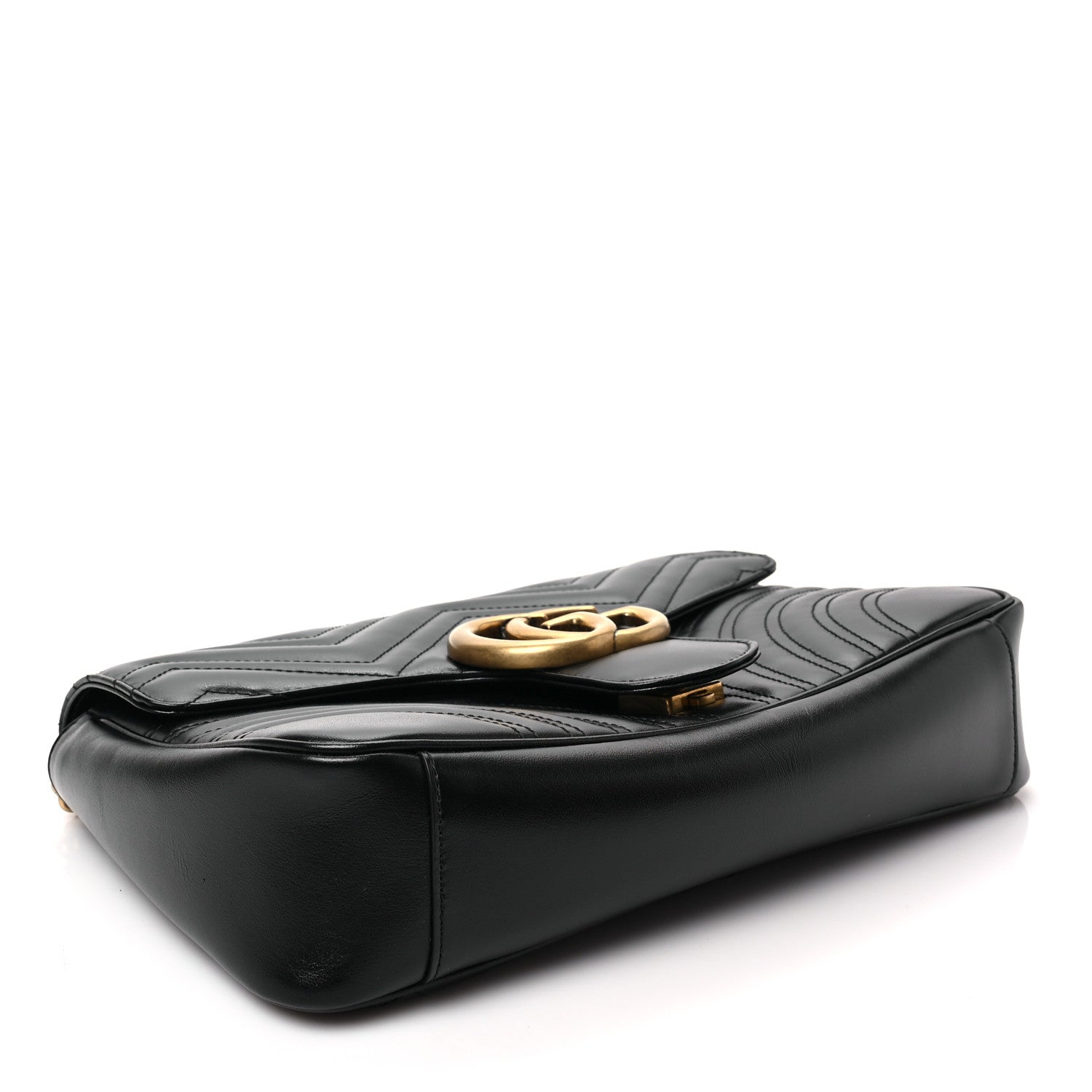 Gucci Calfskin Matelasse Medium GG Marmont Shoulder Bag Black 4 of 8