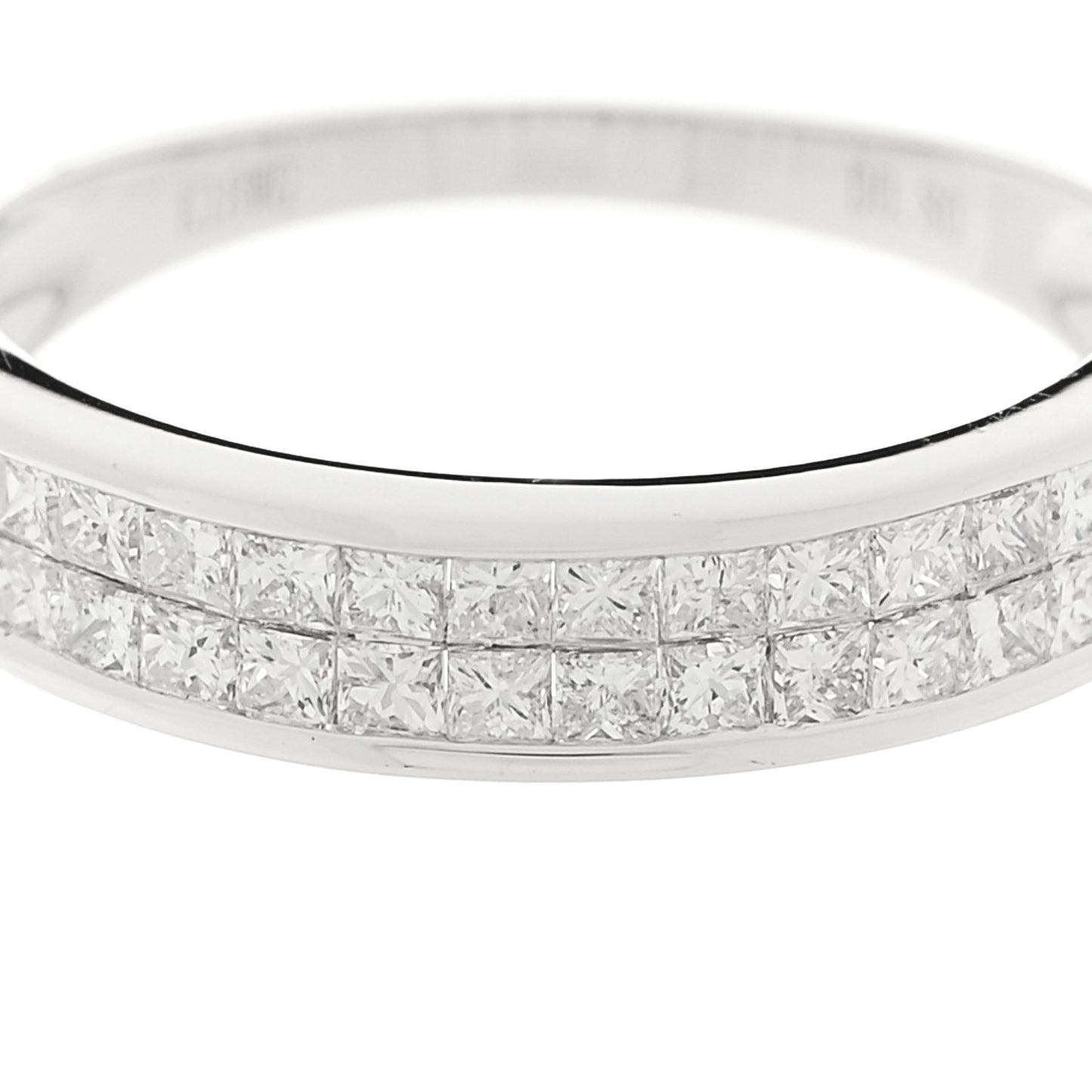 18K White Gold Diamond .80ctw Princess Cut Half Eternity Band Ring  52 6