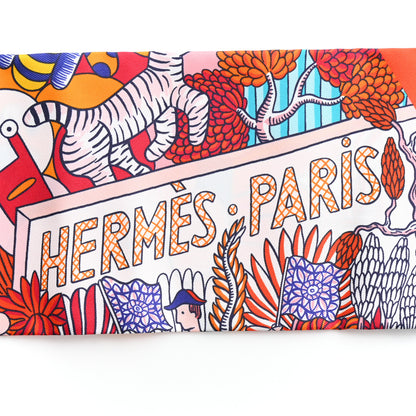 Hermes Silk Animapolis Maxi Twilly Slim Orange Turquoise 4 of 4