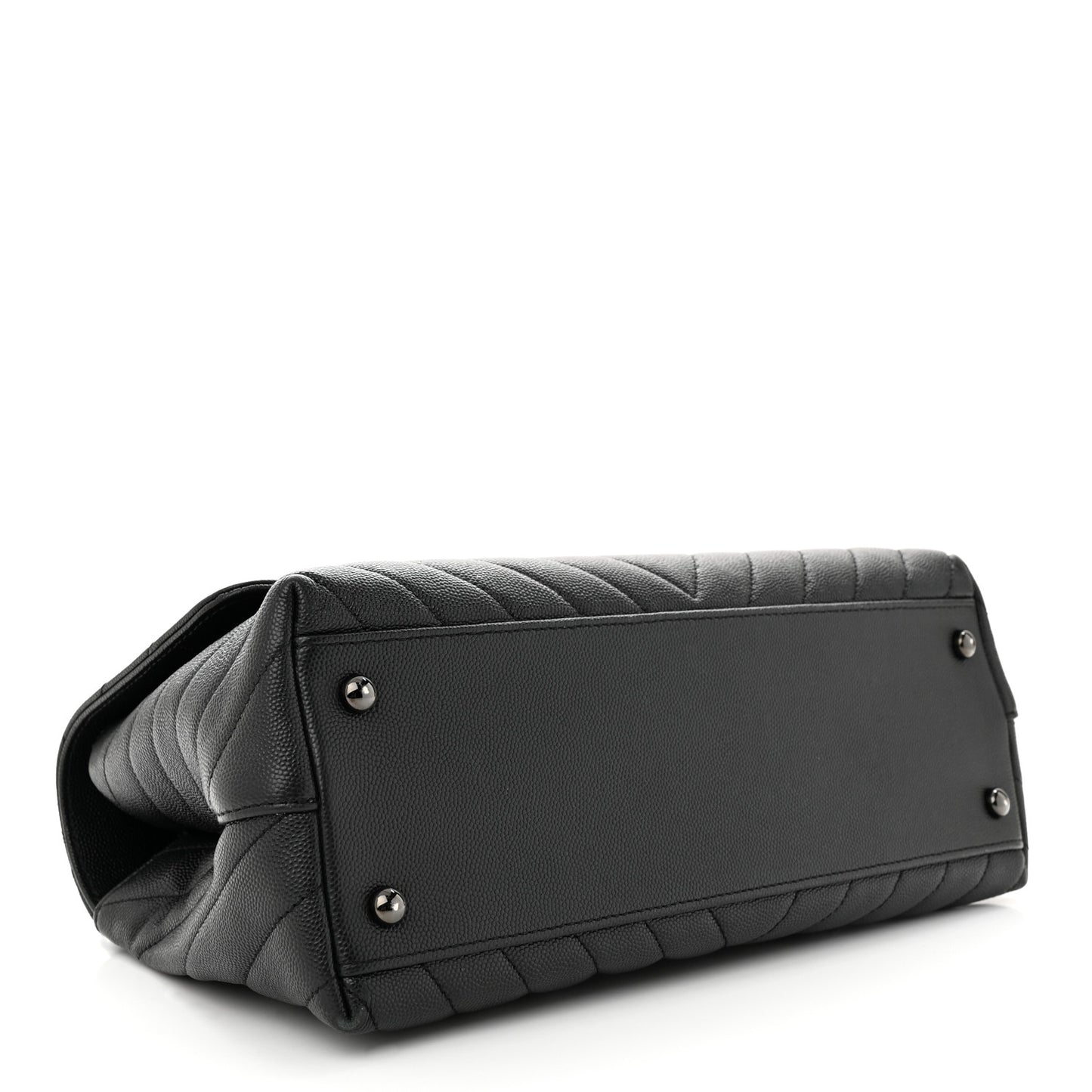 Caviar Chevron Quilted Small Coco Handle Flap So Black