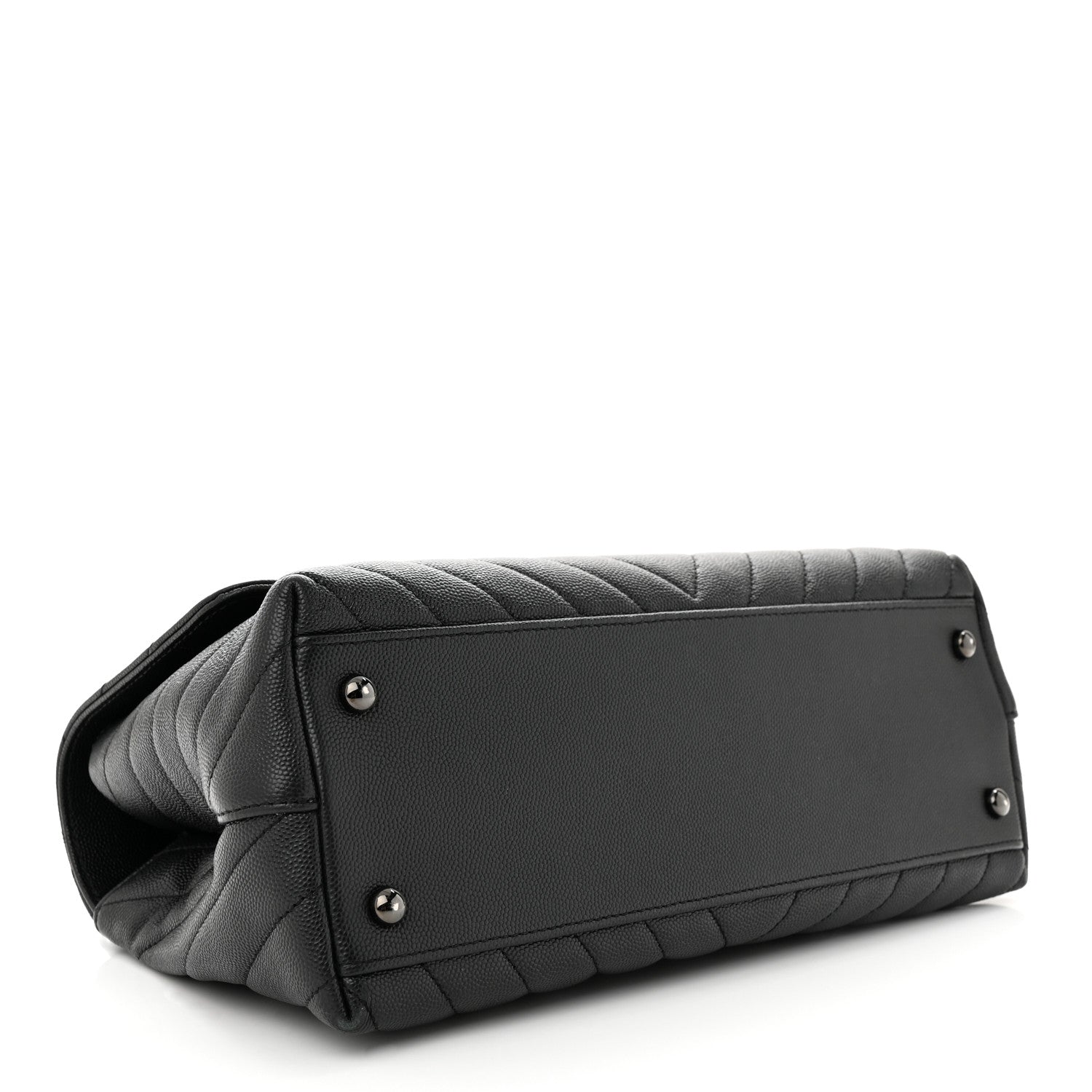 Chanel Caviar Chevron Quilted Small Coco Handle Flap So Black 4 of 14