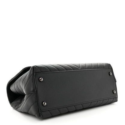 Chanel Caviar Chevron Quilted Small Coco Handle Flap So Black 4 of 14