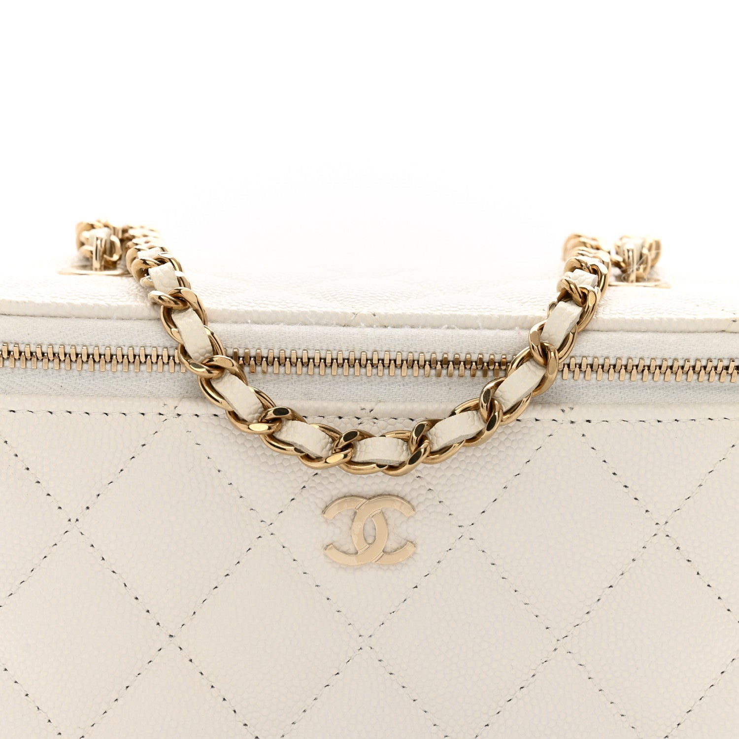Chanel Caviar Quilted Small Vanity Case With Chain White 4 of 11