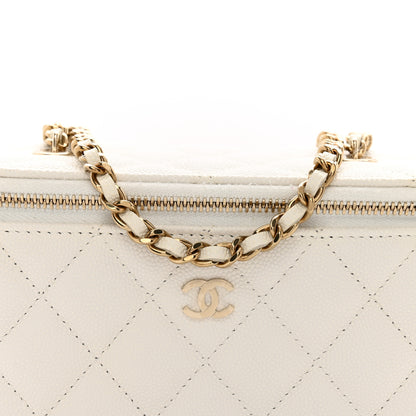 Chanel Caviar Quilted Small Vanity Case With Chain White 4 of 11