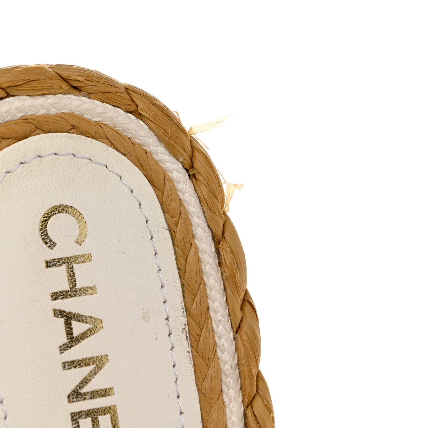 Terry Cloth Raffia CC Logo Thong Sandals 41 White
