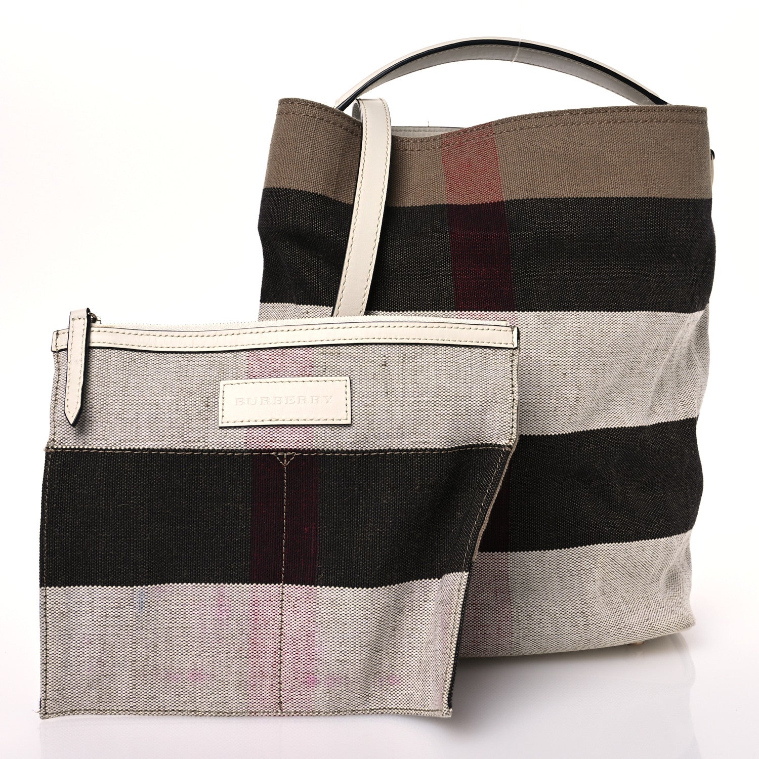 Burberry Canvas Mega Check Medium Susanna Hobo White 3 of 12