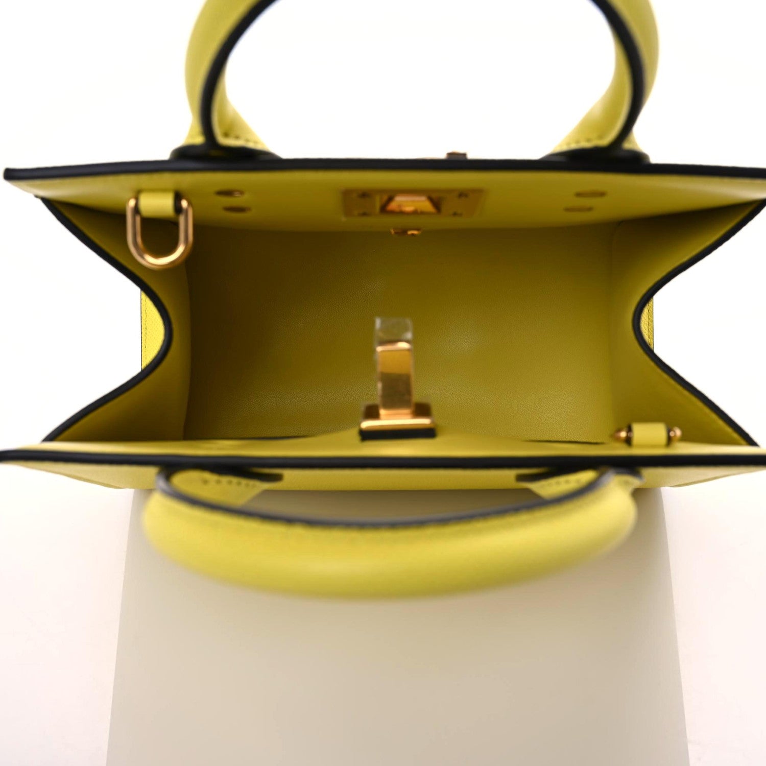 Salvatore Ferragamo Hammered Calfskin The Studio Box Bag Yellow 4 of 8