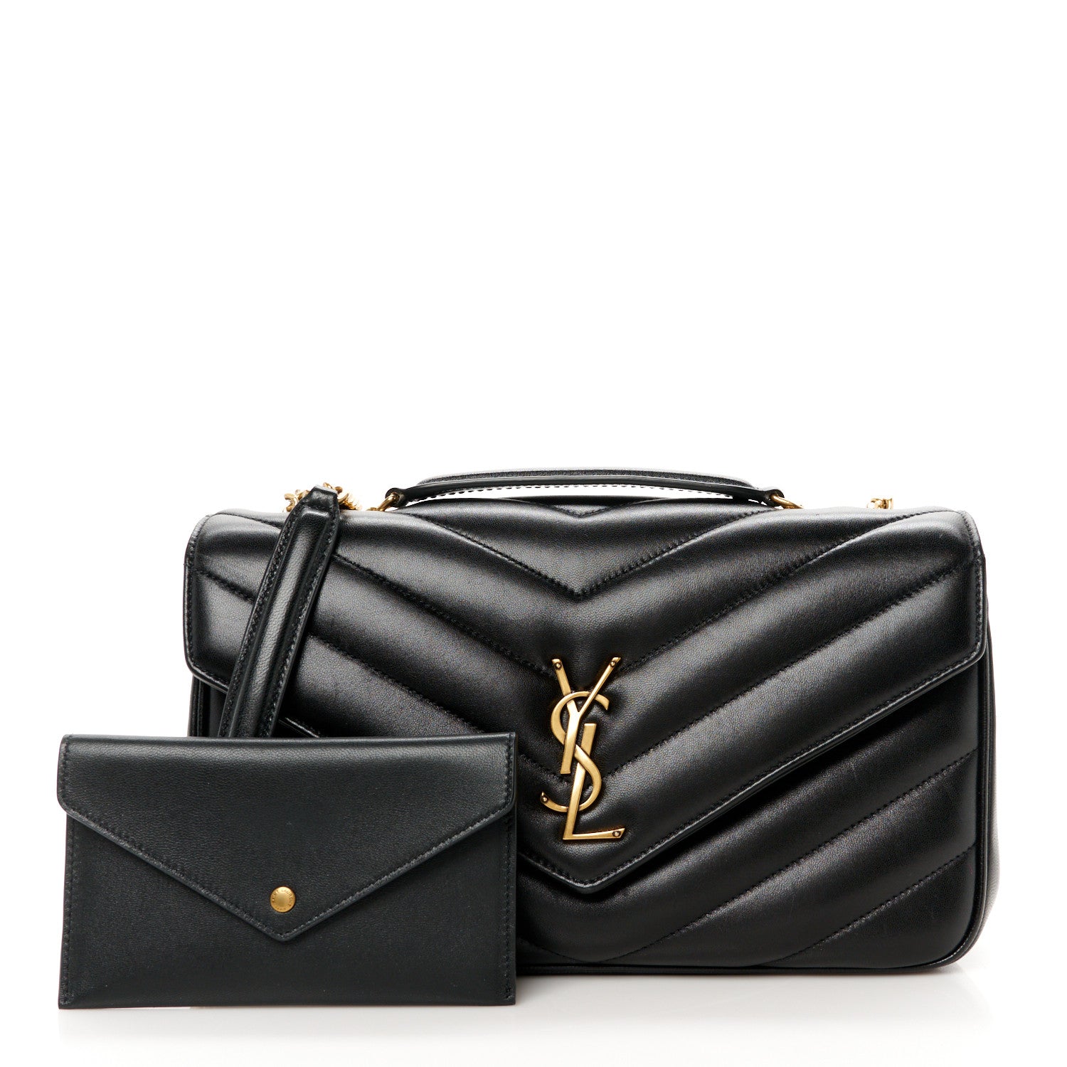 Saint Laurent Lambskin Chevron Quilted Medium Loulou Black 3 of 13