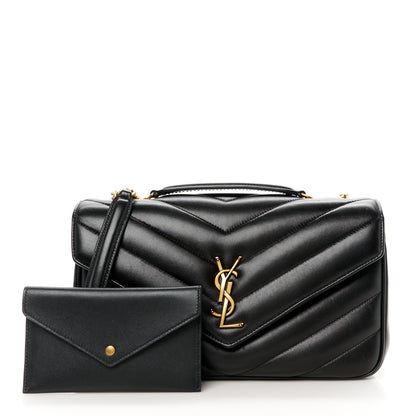 Saint Laurent Lambskin Chevron Quilted Medium Loulou Black 3 of 13