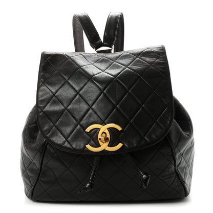 Chanel Lambskin Quilted Drawstring Backpack Brown 1 of 10