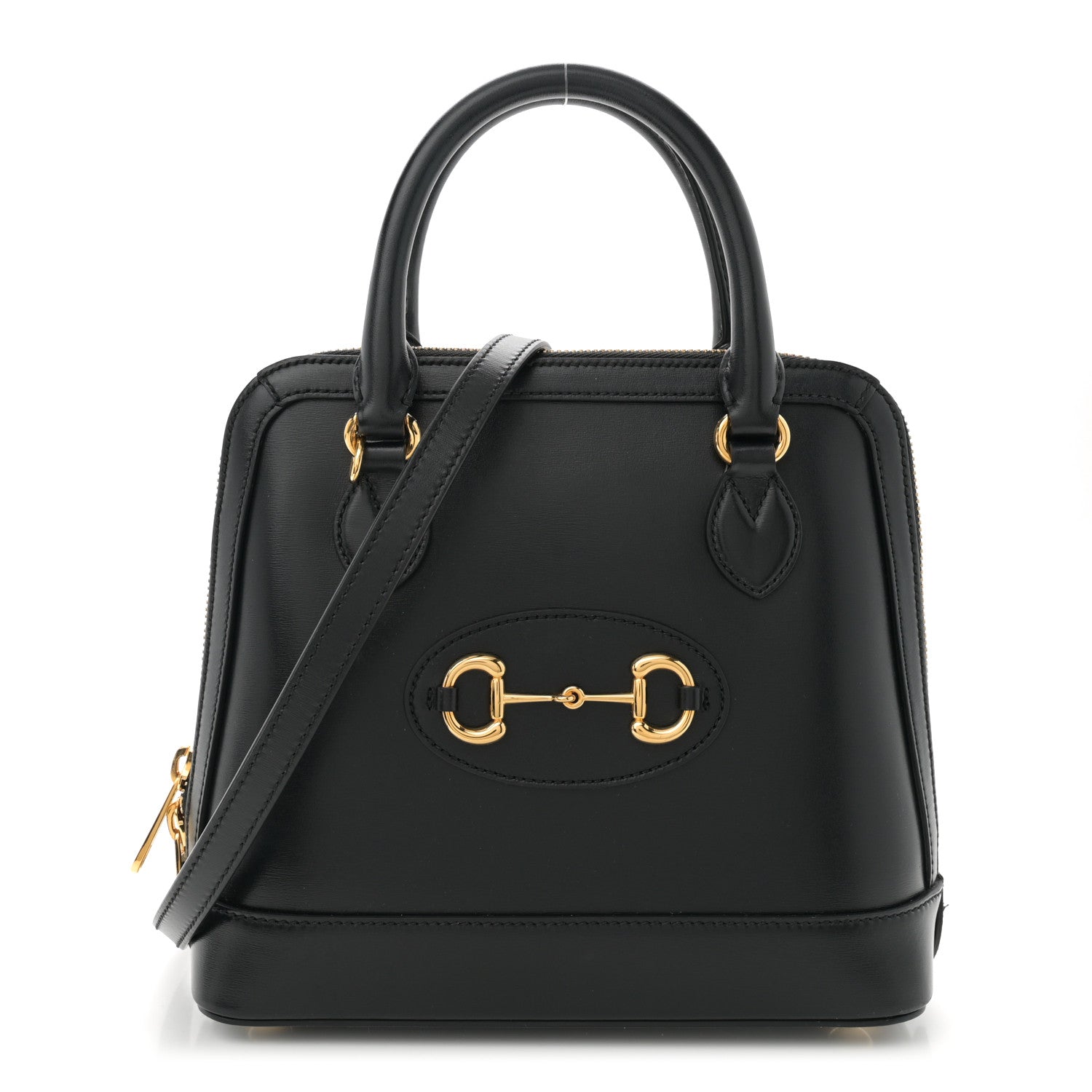 Gucci Boarded Plutone Calfskin Small Horsebit 1955 Top Handle Bag Black 1 of 15