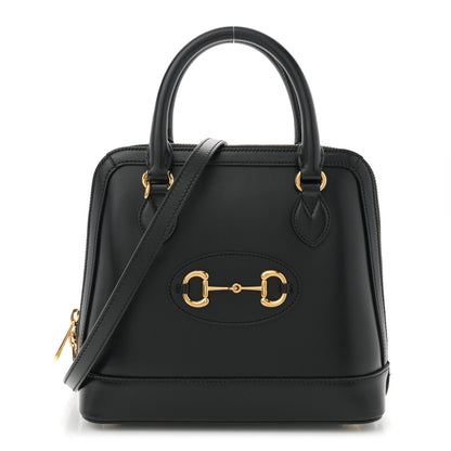 Gucci Boarded Plutone Calfskin Small Horsebit 1955 Top Handle Bag Black 1 of 15