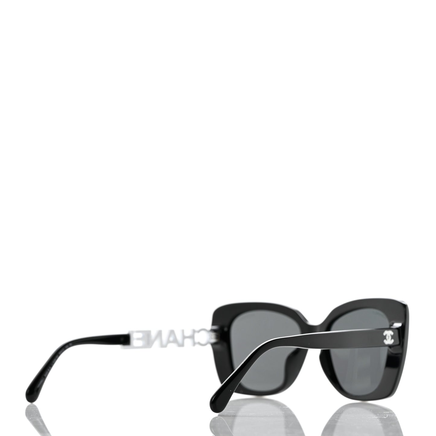 Acetate Strass Square Sunglasses 5422-B-A Black White