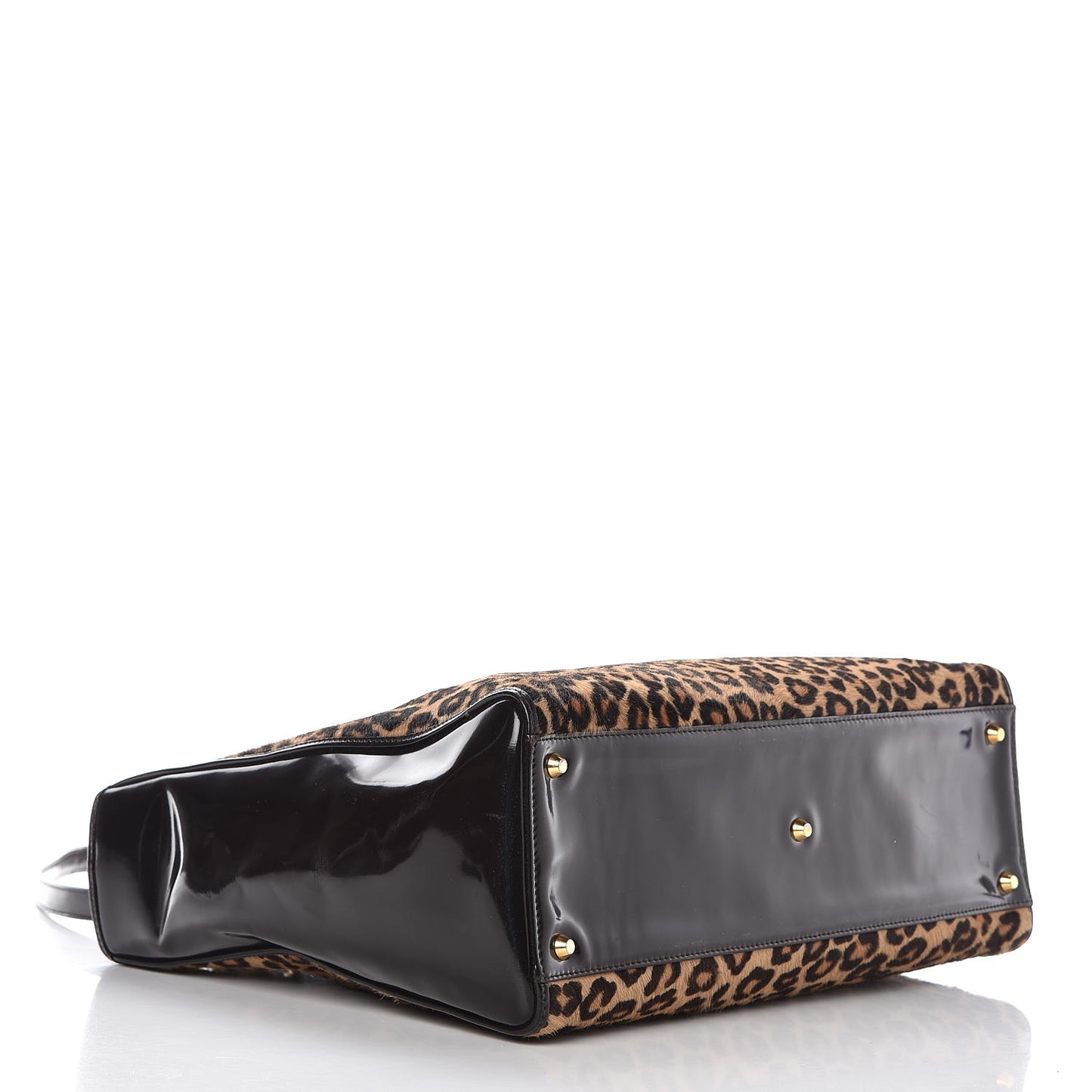 Patent Pony Hair Leopard Print Large Lady Dior Brown