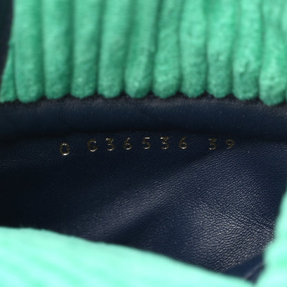 Chanel Suede Calfskin Velvet Quilted CC Combat Boots 39 Navy Green Black 9 of 10