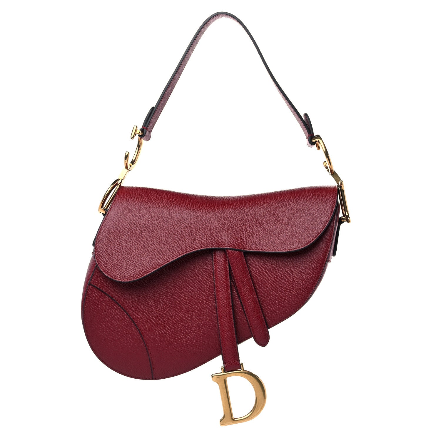 Christian Dior Grained Calfskin Saddle Bag Red 1 of 11