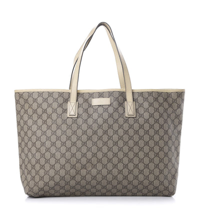 Gucci GG Supreme Monogram Large Zippered Shopping Tote Off White 1 of 15