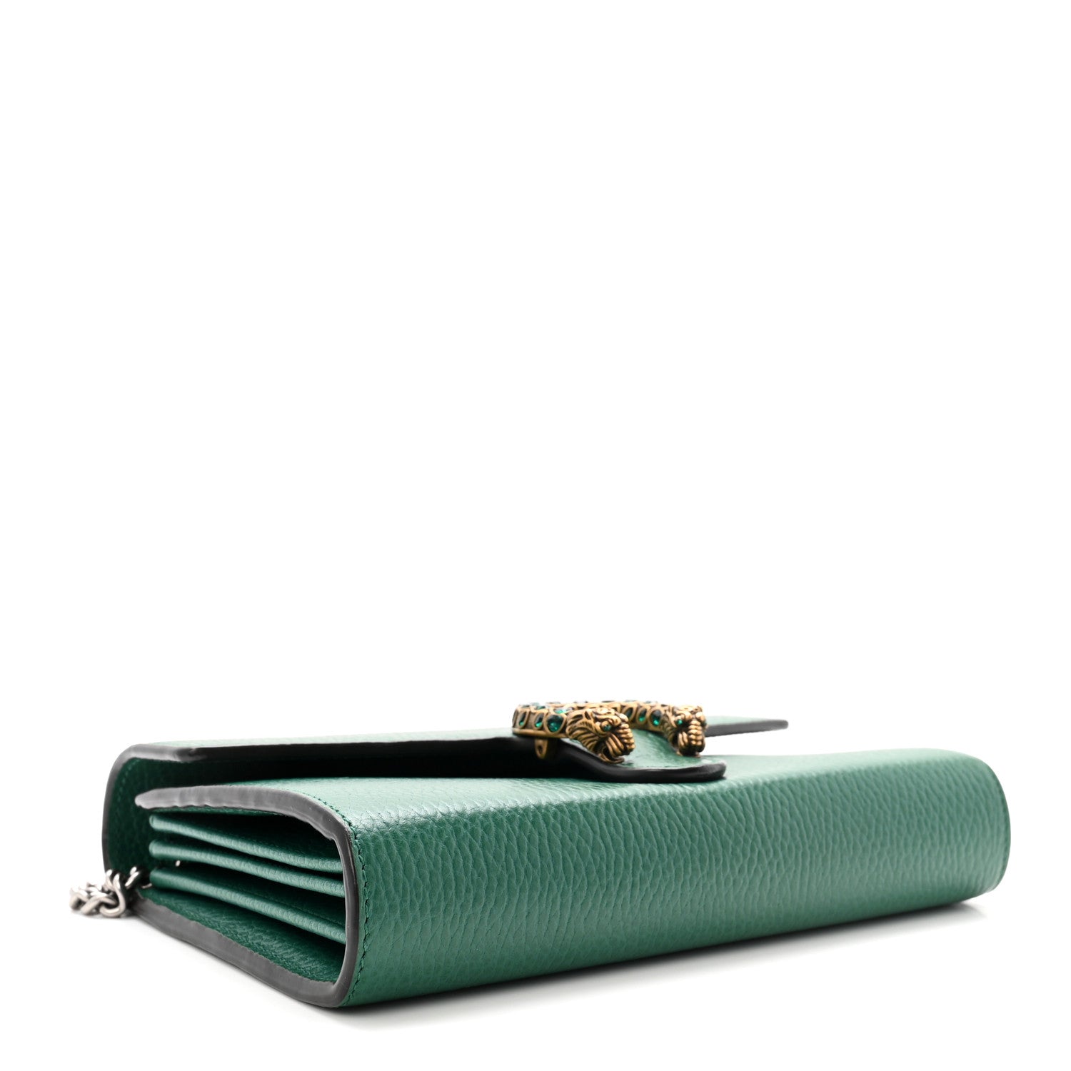 Gucci Calfskin Mini Dionysus Chain Wallet Emerald 4 of 10