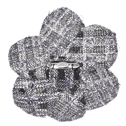 Chanel Tweed Camellia Brooch Blue Ecru Black 3 of 5