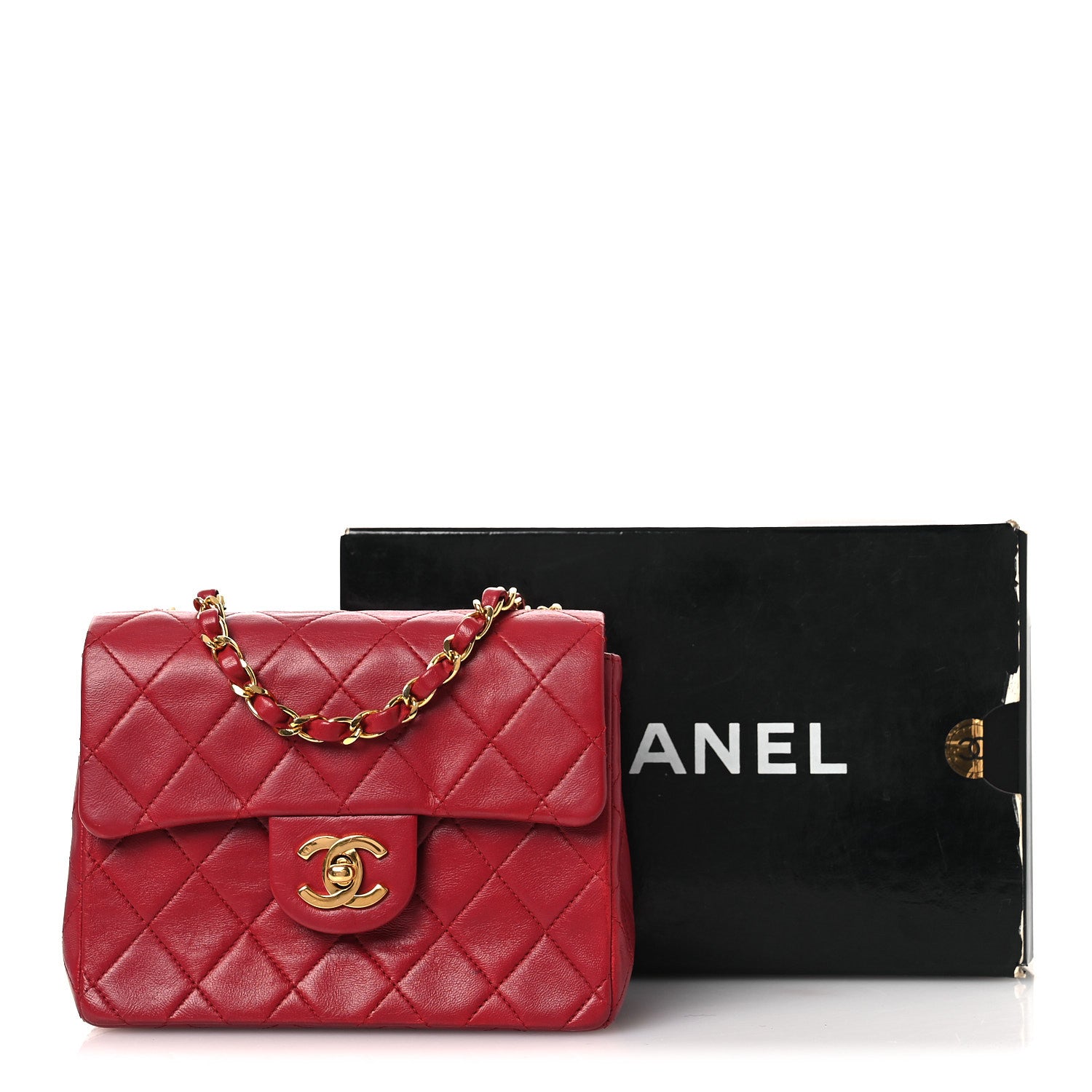 Chanel Lambskin Quilted Mini Square Flap Red 14 of 14