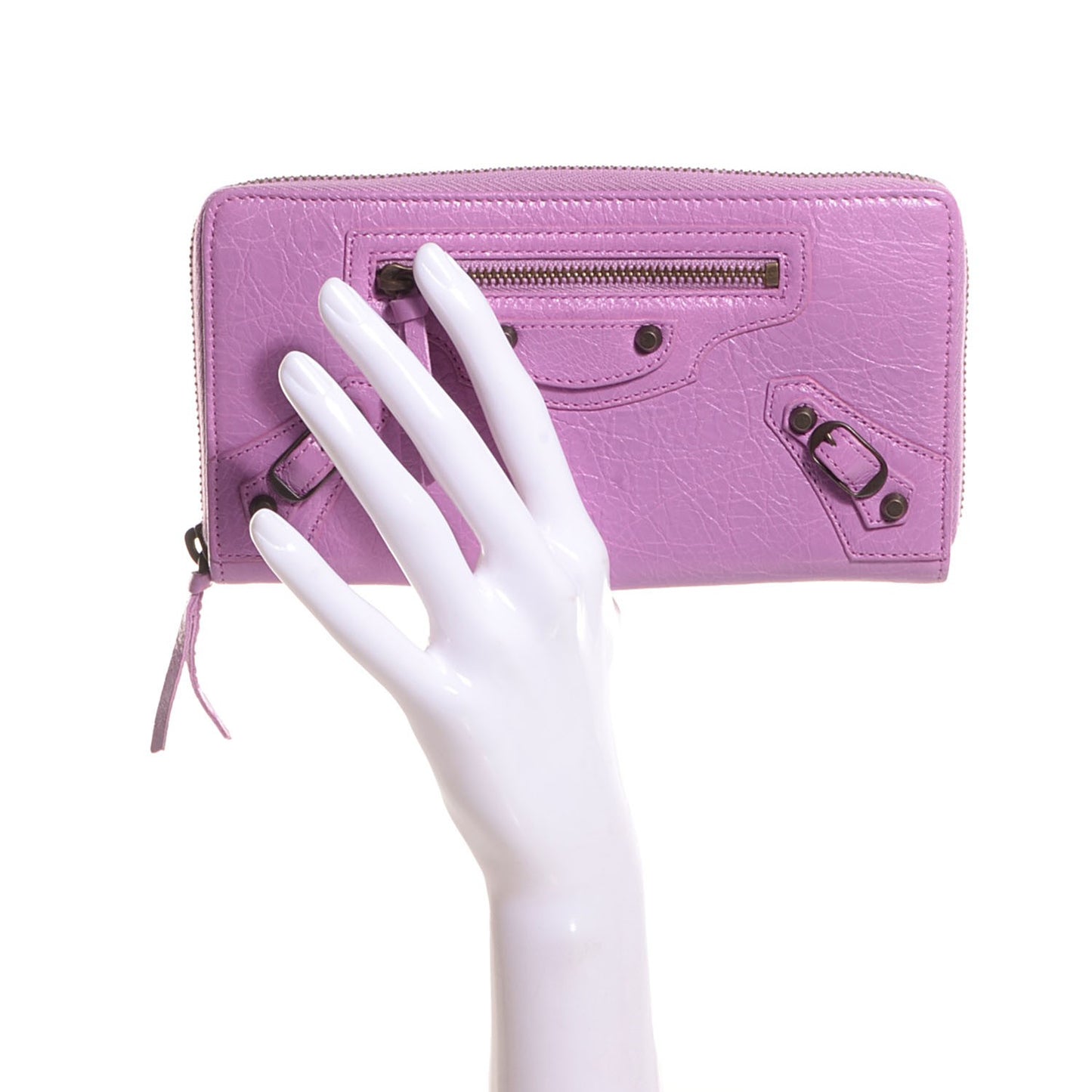 Agneau Classic Hardware Continental Zip Around Wallet Rose Berlingot