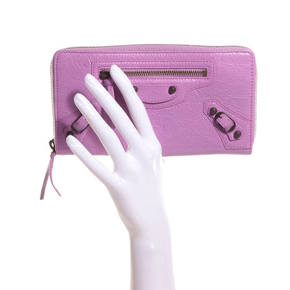 Balenciaga Agneau Classic Hardware Continental Zip Around Wallet Rose Berlingot 2 of 11