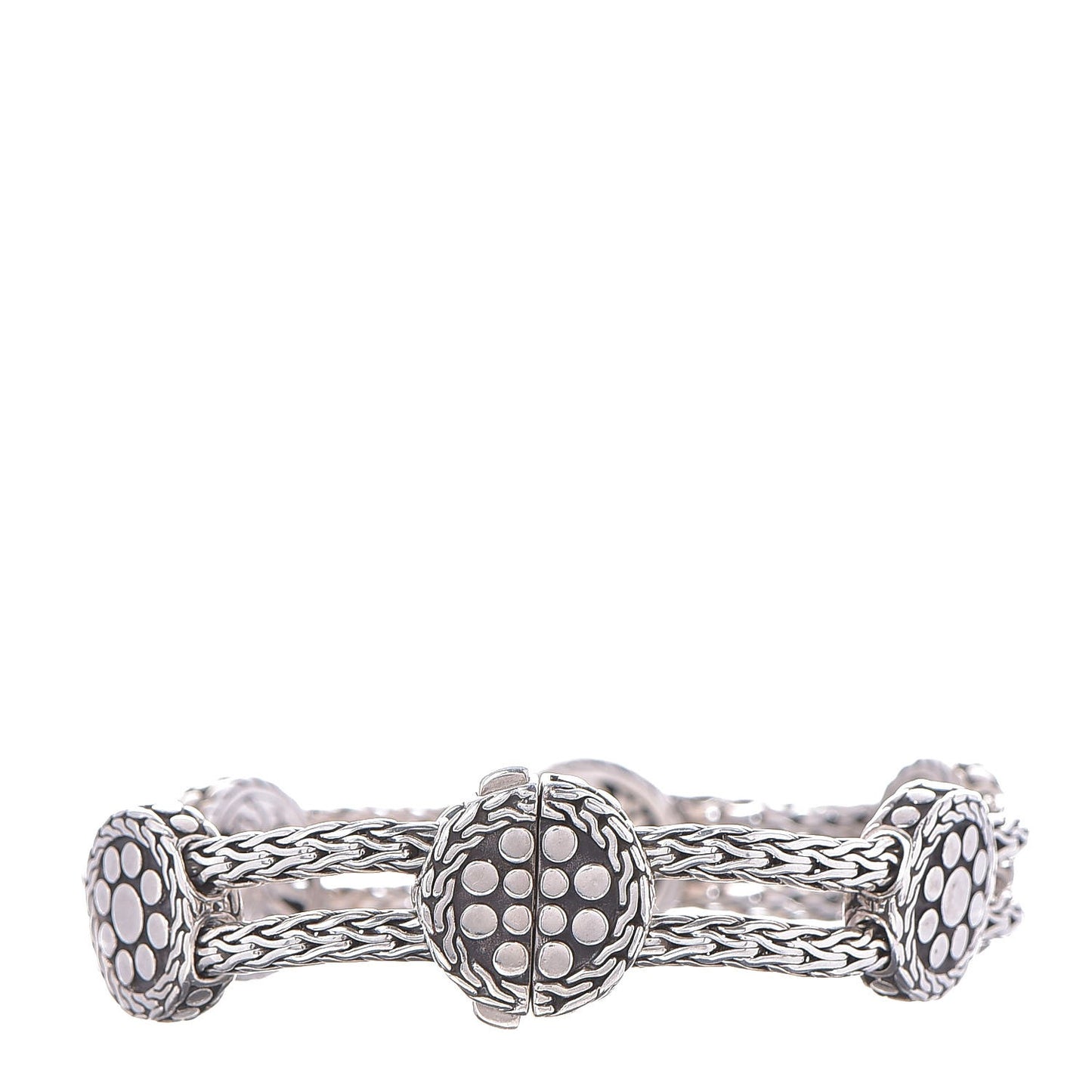 Sterling Silver Dot Rope Disc Bracelet