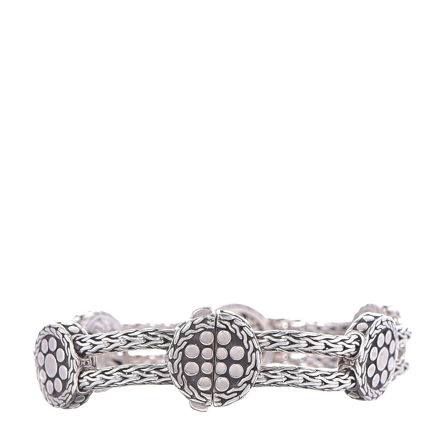 John Hardy Sterling Silver Dot Rope Disc Bracelet 3 of 5