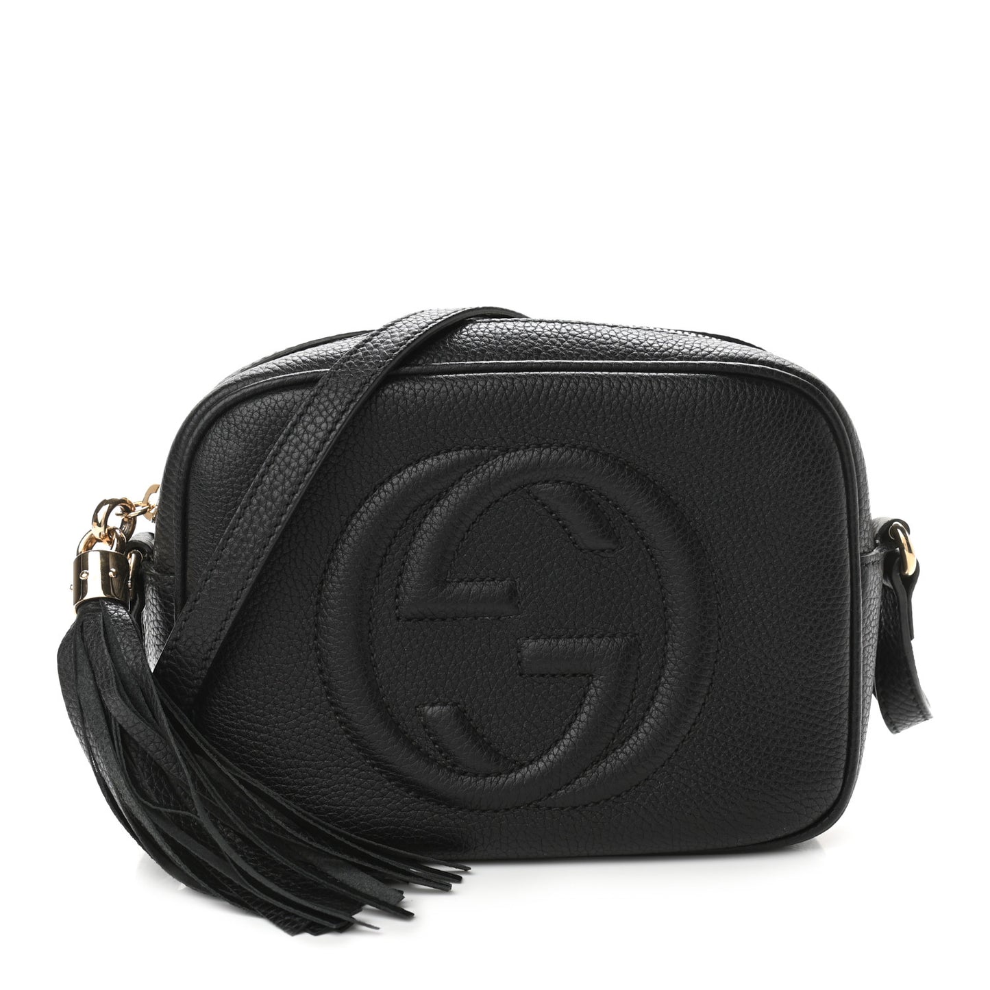 Pebbled Calfskin Small Soho Disco Bag Black