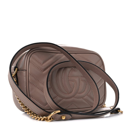 Gucci Calfskin Matelasse Mini GG Marmont Chain Shoulder Bag Porcelain Rose 3 of 13