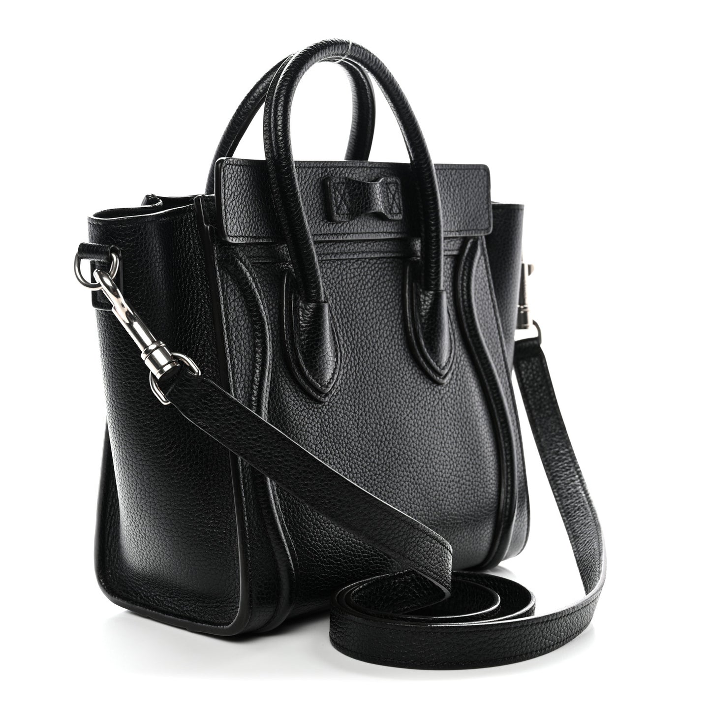 Drummed Calfskin Nano Luggage Black
