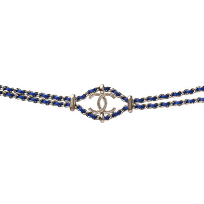 Chanel Metal Lambskin CC Chain Link Necklace Blue Gold 1 of 5