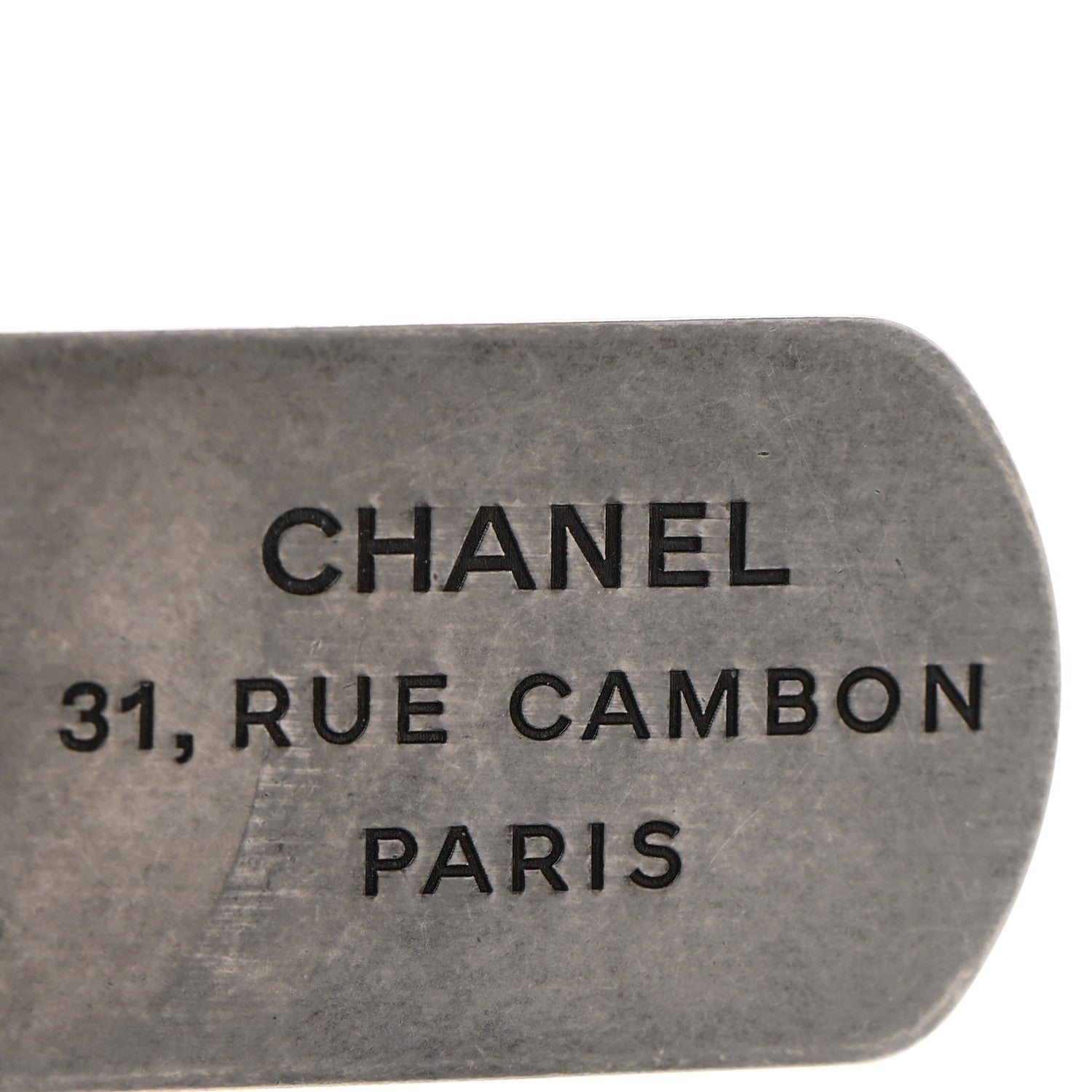 Chanel Ruthenium ID Dog Tag Charm Necklace Silver Gold 6 of 7