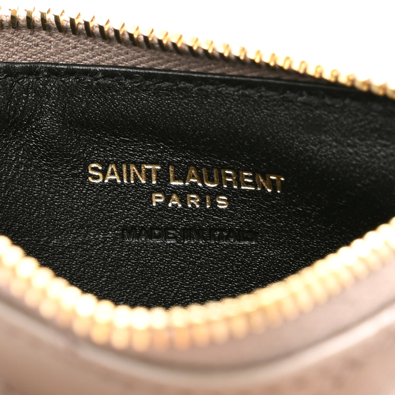 Saint Laurent Calfskin Matelasse Chevron Monogram Fragments Zippered Card Case Greyish Brown 6 of 8