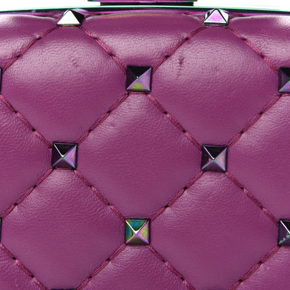 Valentino Garavani Lambskin Oil Slick Rockstud Spike Minaudiere Clutch Lilla 10 of 12