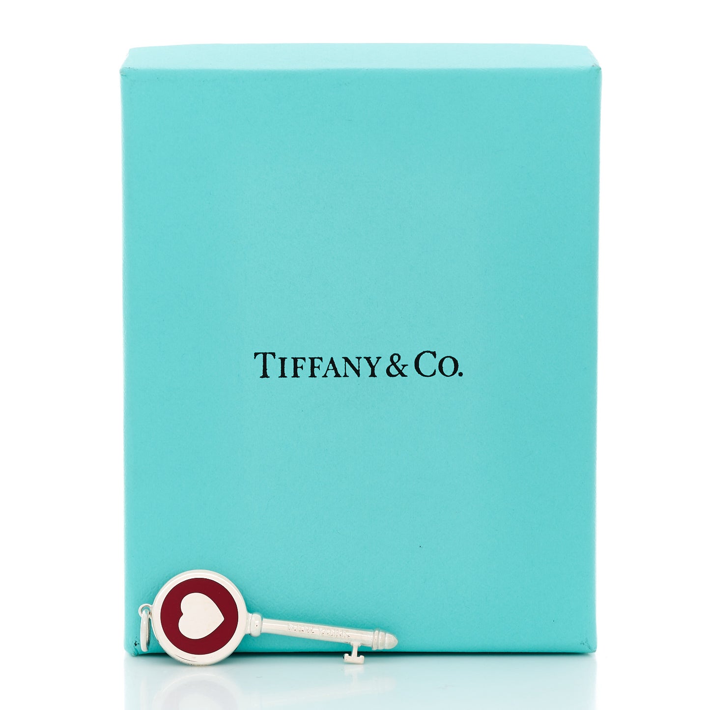 Sterling Silver Enamel Heart Key Pendant Red