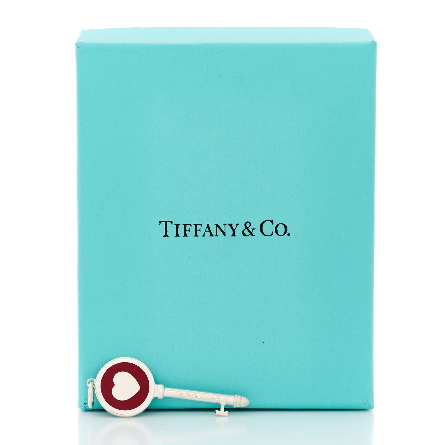 Tiffany Sterling Silver Enamel Heart Key Pendant Red 5 of 5