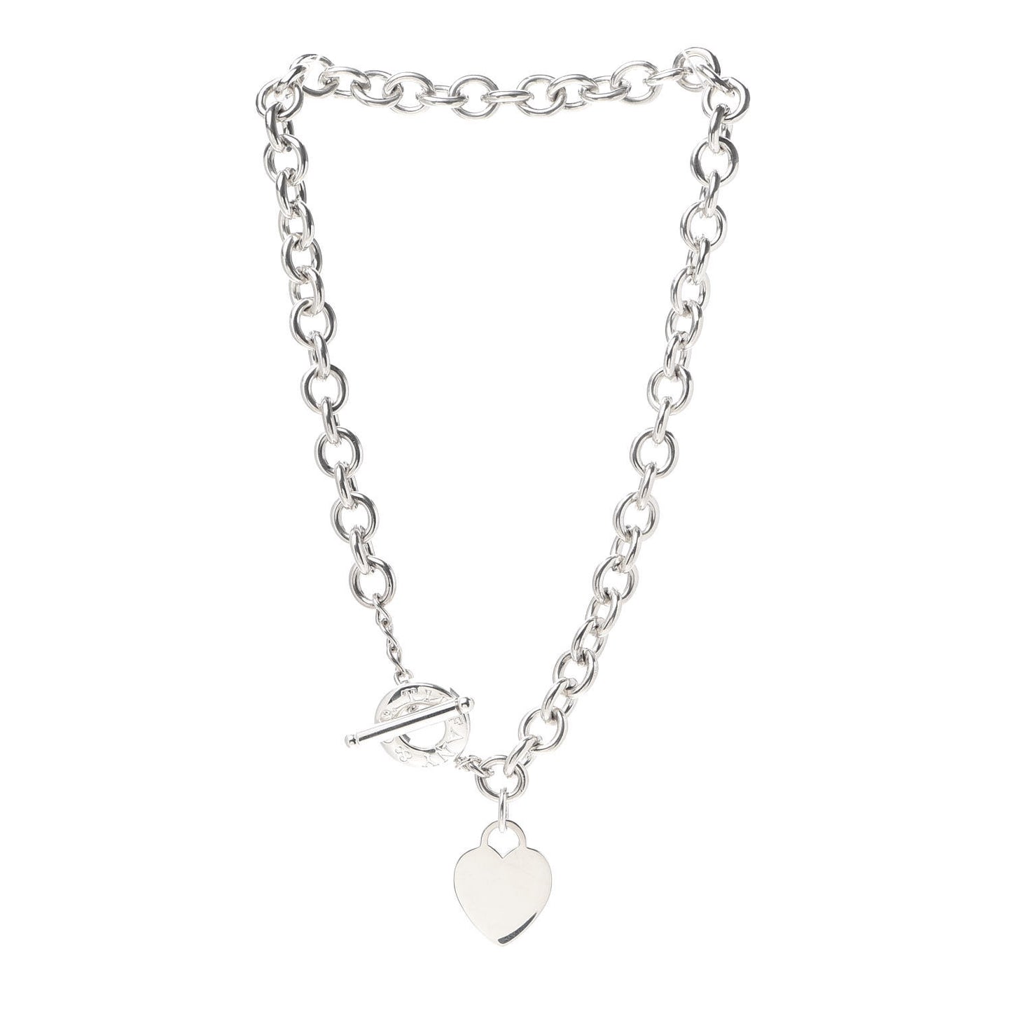 Sterling Silver Heart Tag Toggle Necklace