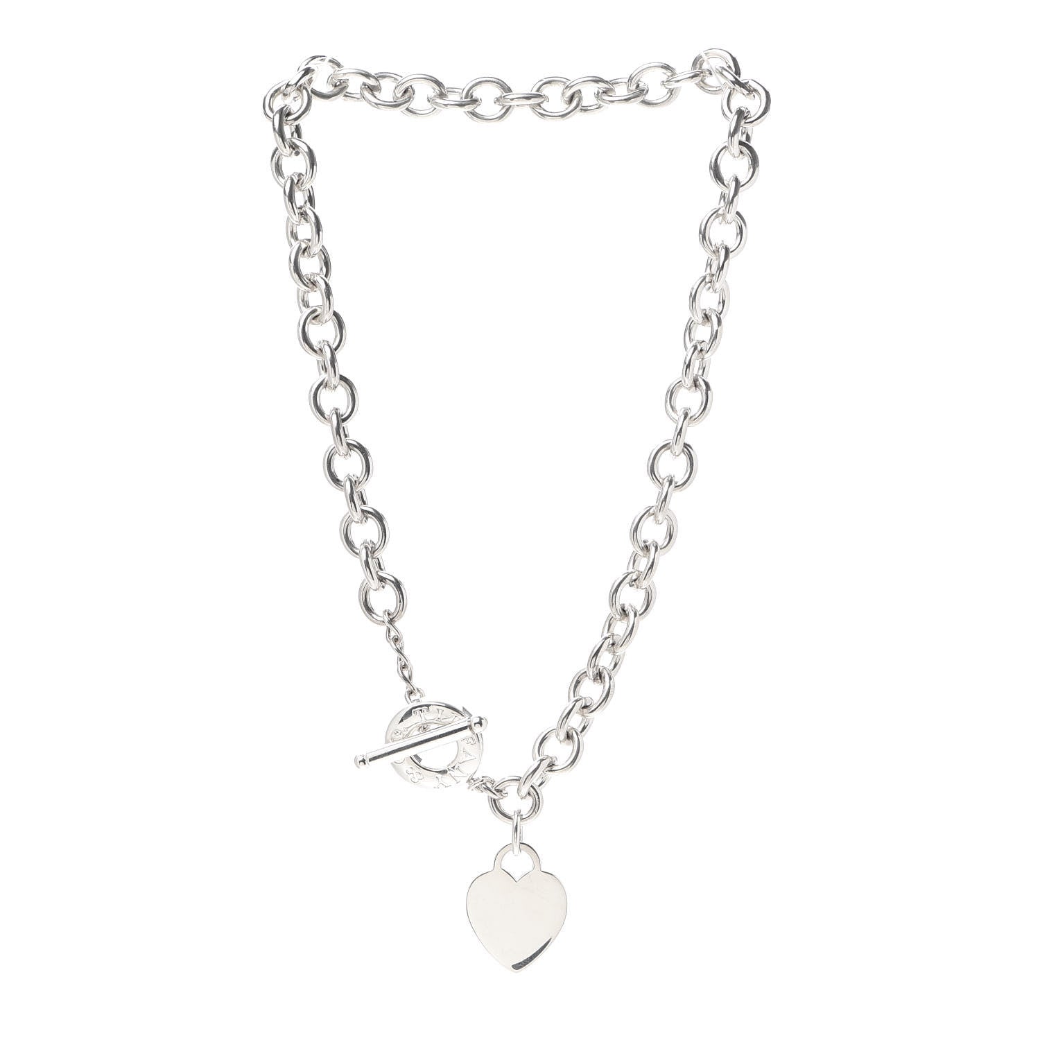 Tiffany Sterling Silver Heart Tag Toggle Necklace 3 of 5