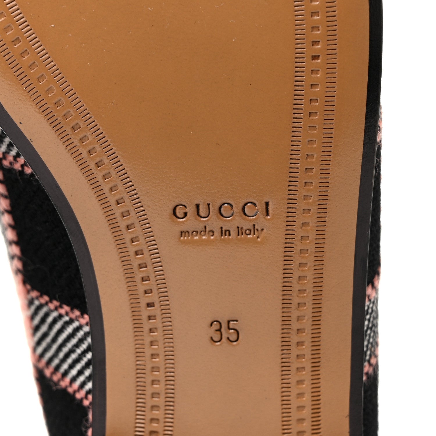 Gucci Tweed Check Horsebit Womens Jordaan Loafers 35 Black Pink Multicolor 6 of 9