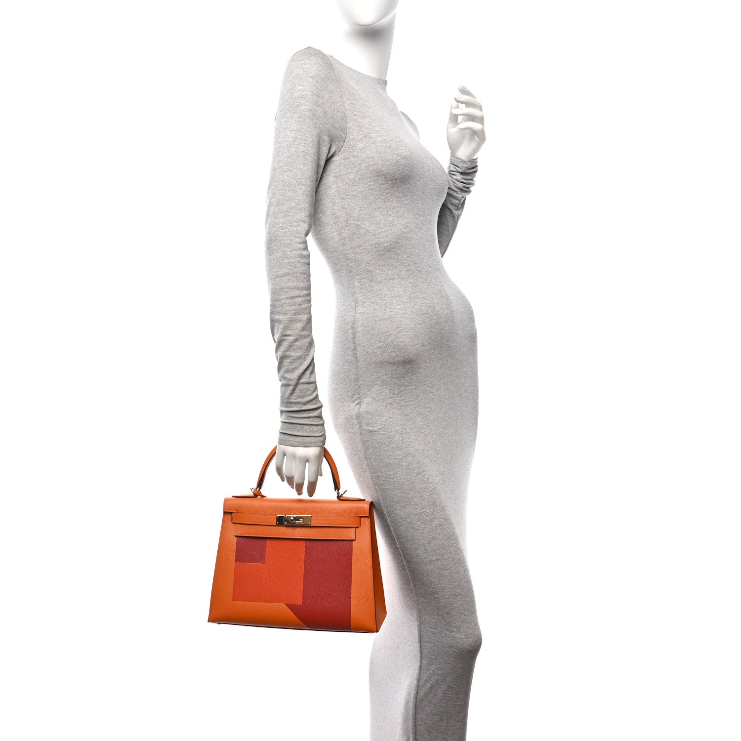 Hermes Epsom Chevre Mysore Kellygraphie Lettre R Kelly Sellier 28 Abricot Brique Feu 2 of 11