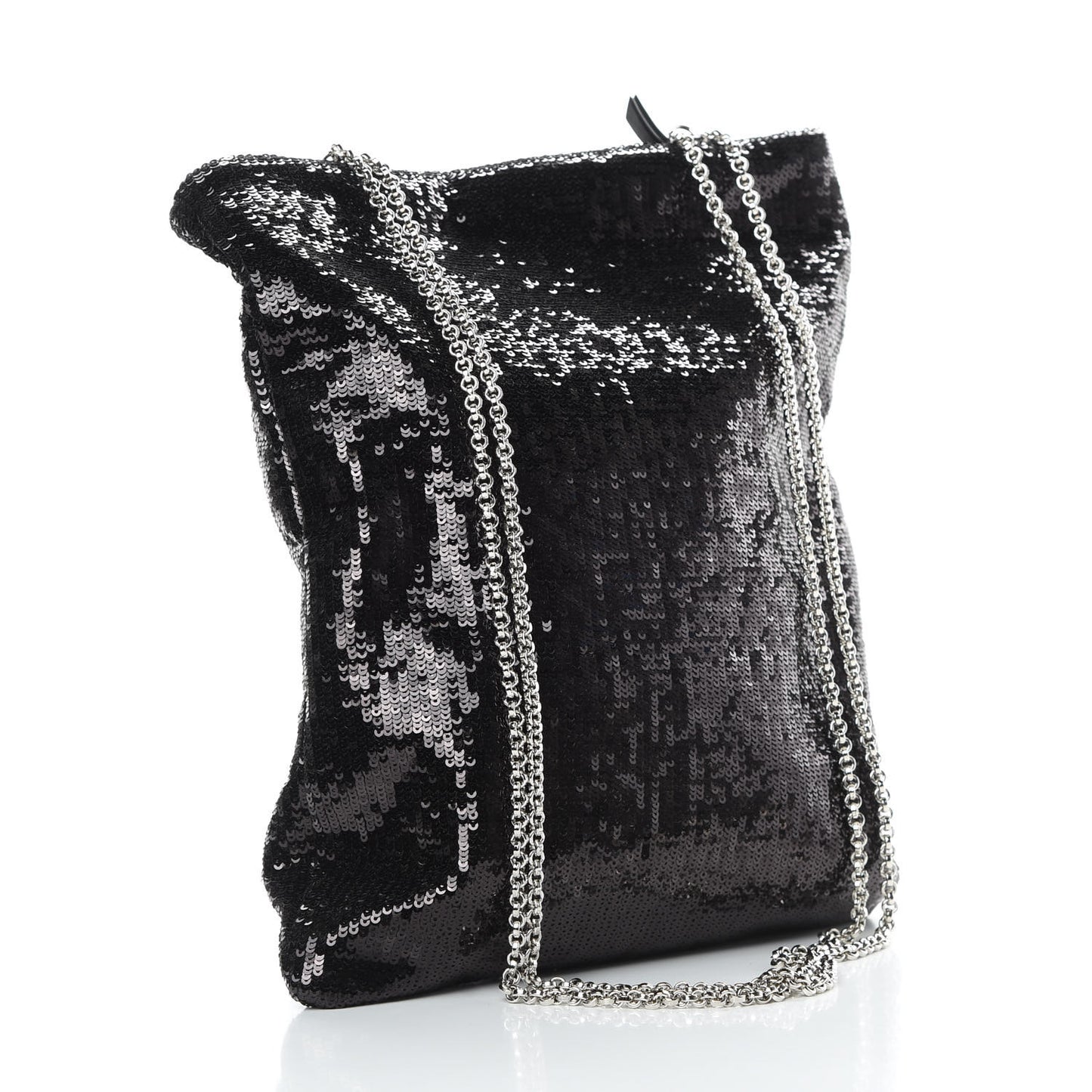 Paillettes Sequin Chain Shopping Bag Black
