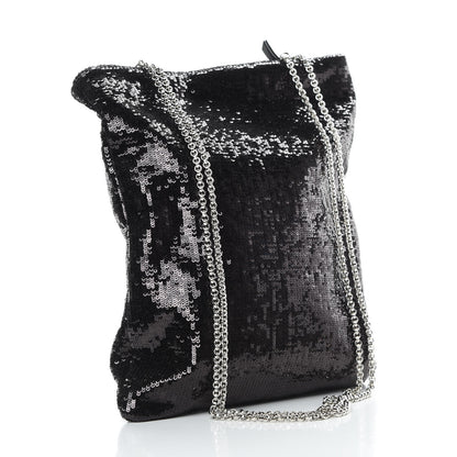 Miu Miu Paillettes Sequin Chain Shopping Bag Black 3 of 11