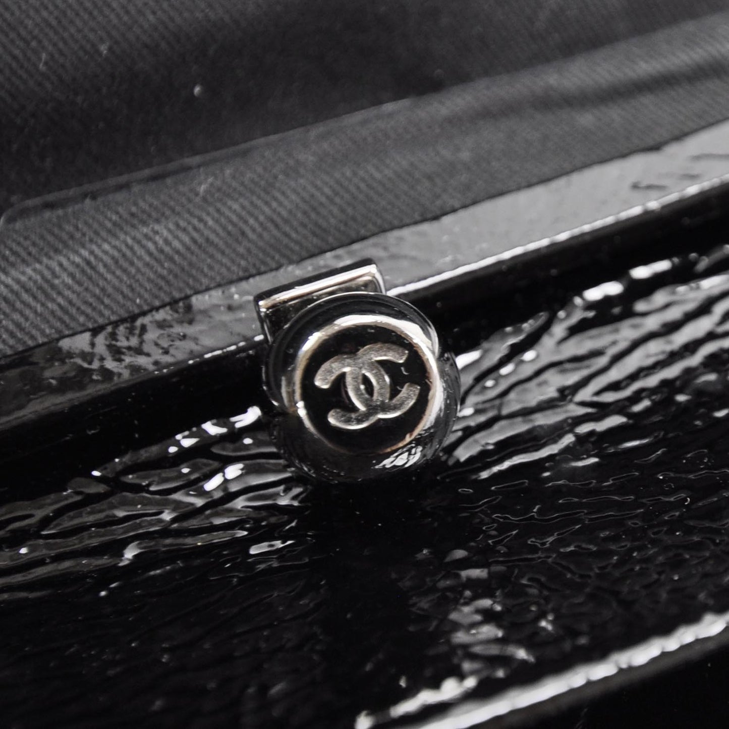 Patent Quilted Ritz Flap Bag Black