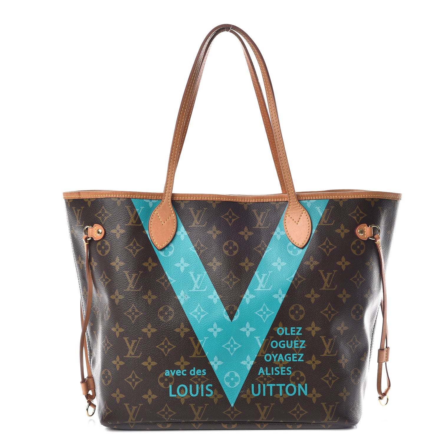 Louis Vuitton Monogram V Neverfull MM Turquoise 1 of 19